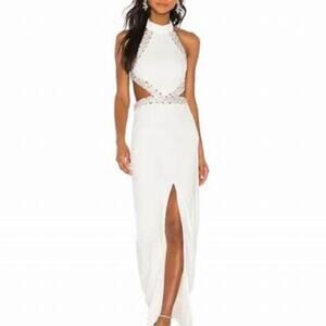 Revolve NBD White Nicolina Cutout Sequin Embellished Formal Gown Size XS